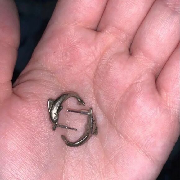Silver Dolphin Earrings - Picture 1 of 2